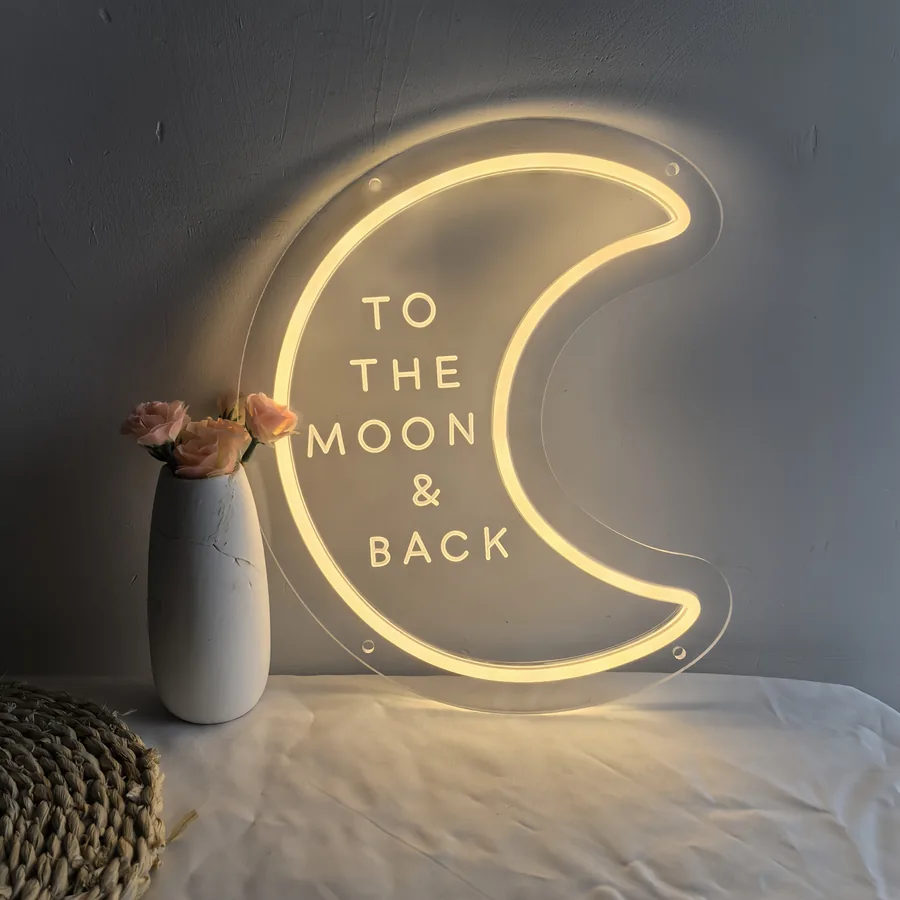 Neon Moon and Stars Wall Art